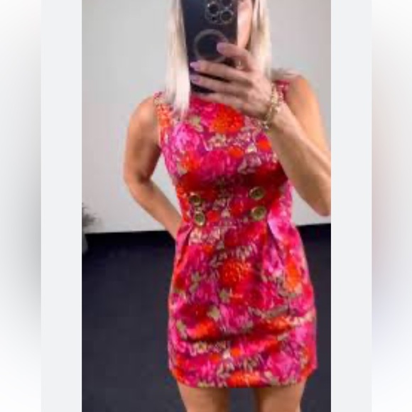 Michael Kors Floral Dress With Large Buttons Mini Soft Girl Coquette Pink Girly - Picture 1 of 12